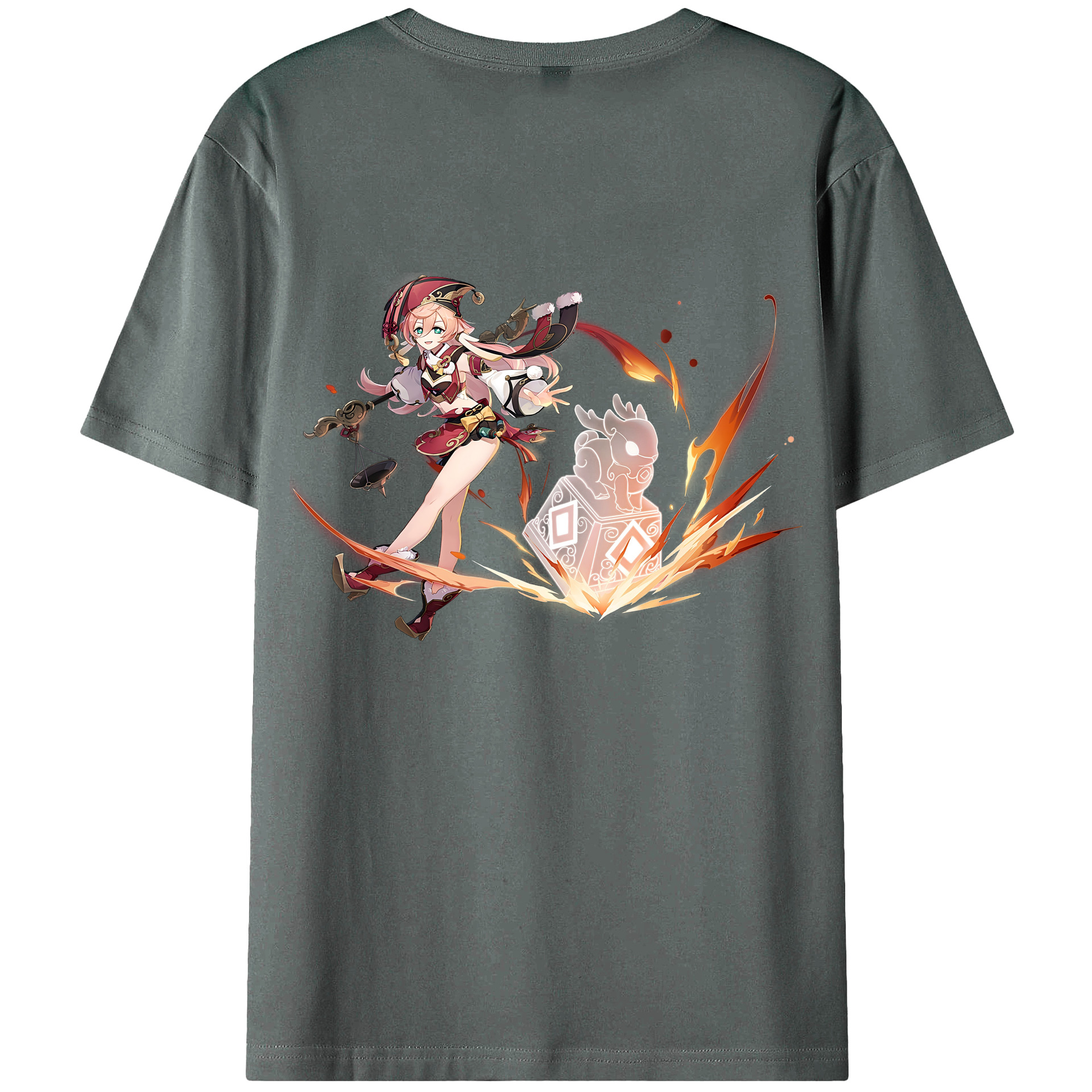げんし神 ヤンフェイ genshin Yanfei 綿100％ メンズ半袖Tシャツ（バックプリント） 通気性